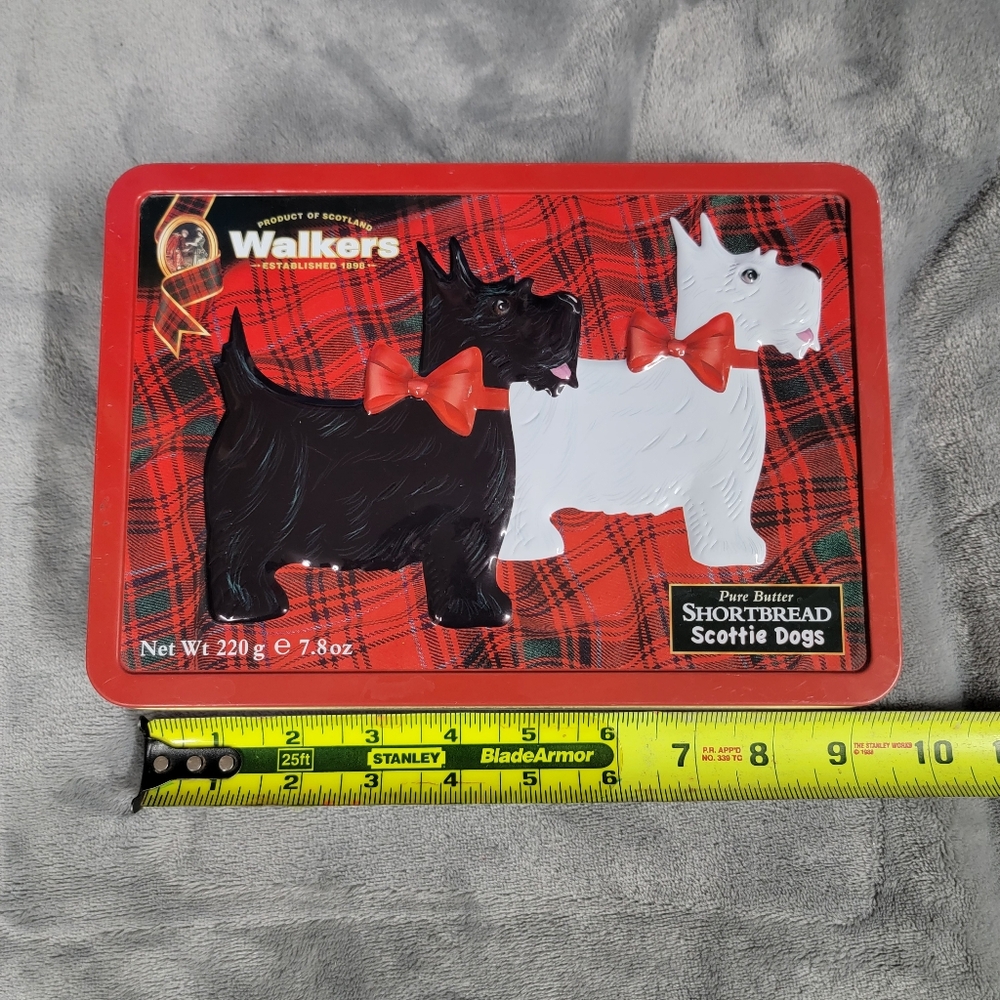 Walkers Shortbread Scottie Dogs Plaid Metal Cookie Tin